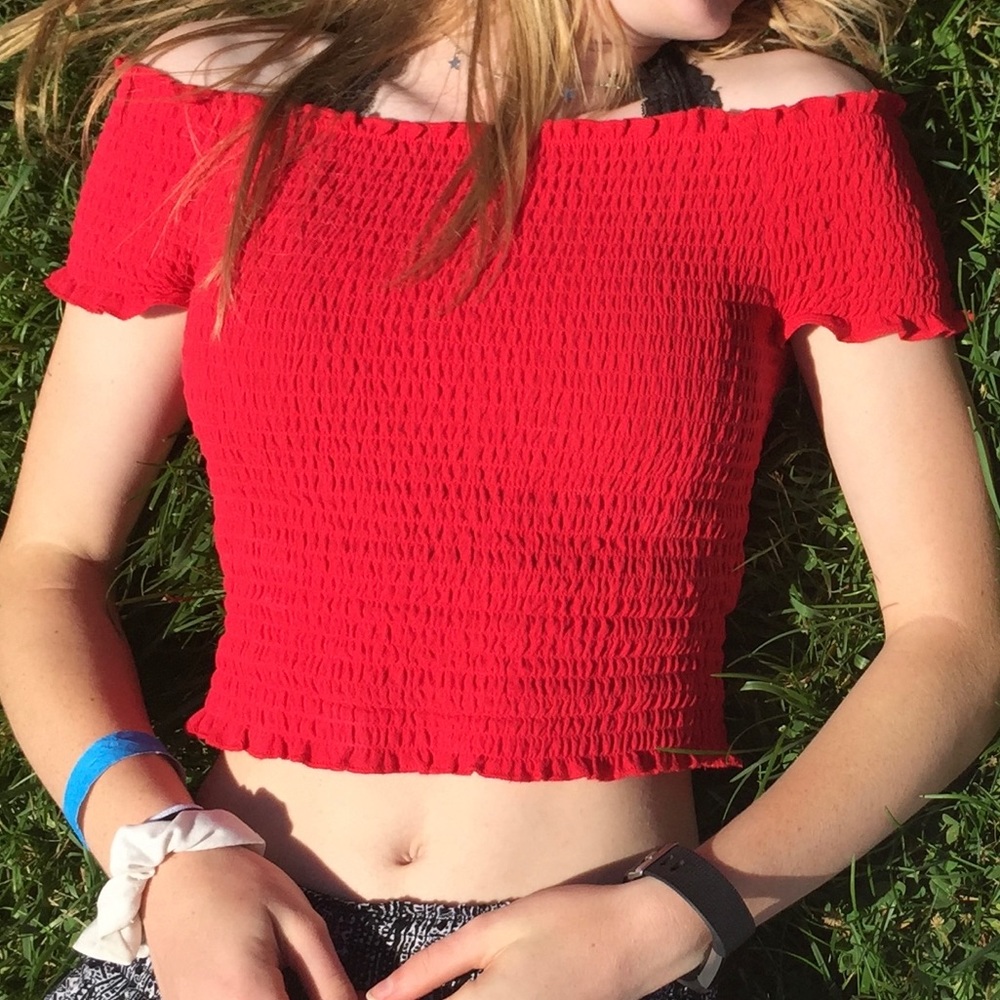 Pacsun Lottie Moss red off the shoulder top